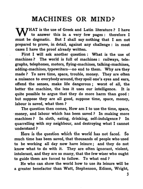 Machine Or Not Machines or Mind? The Essay that Launched the Loebs – Antigone